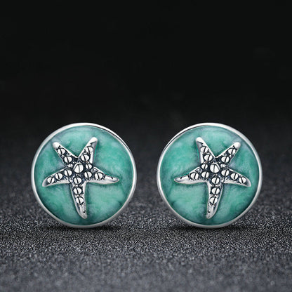 925 Sterling Silver Oxidized Enamel Earrings