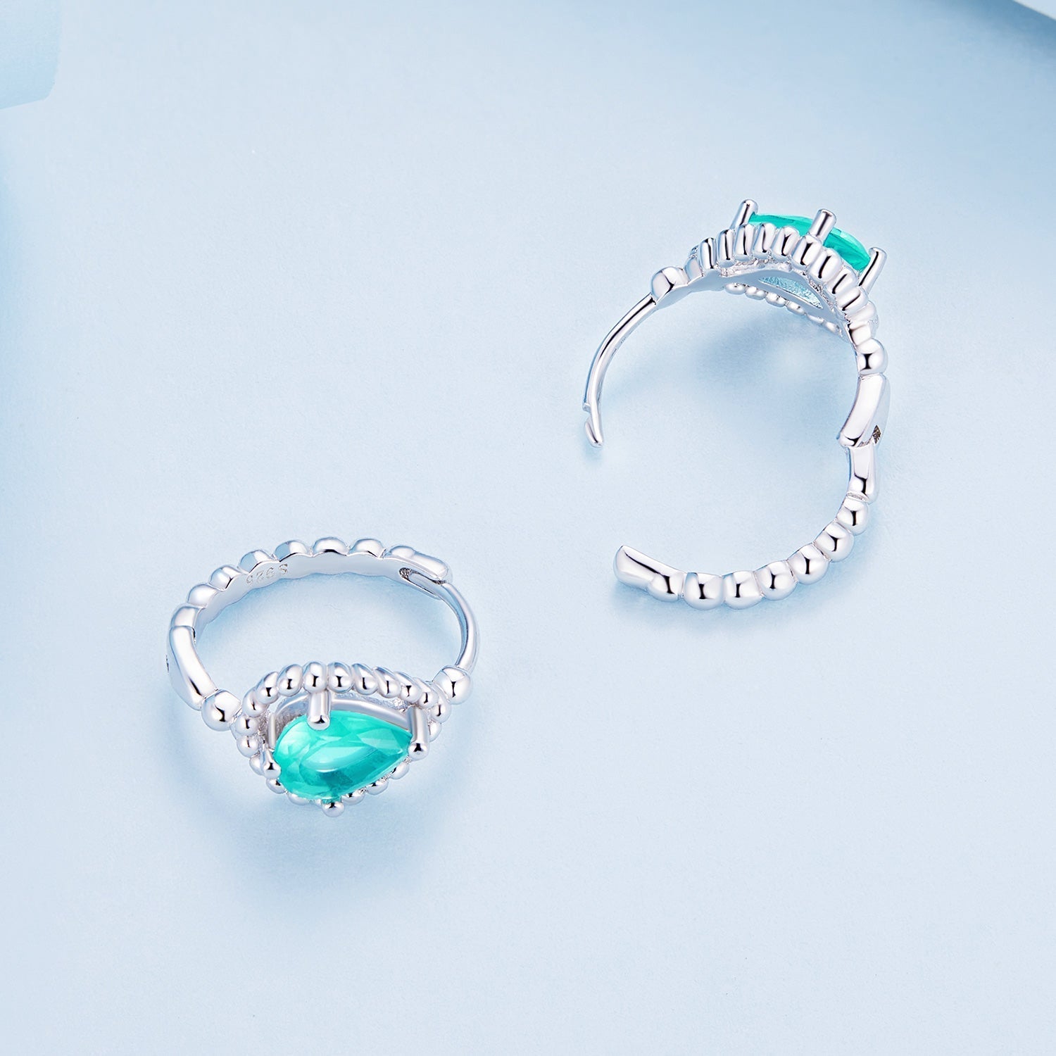 925 Sterling Silver Earrings with Pavé Setting and Transparent Glass  DestGlow