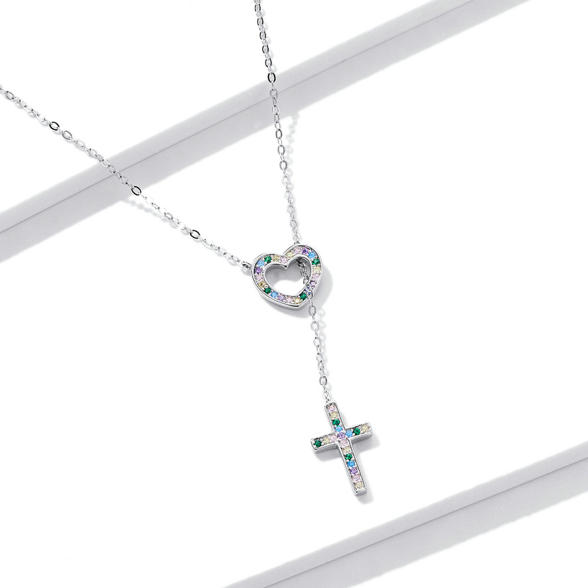 925 Sterling Silver Plated Necklace with Adjustable Length 42.5cm and CZ for Women  DestGlow