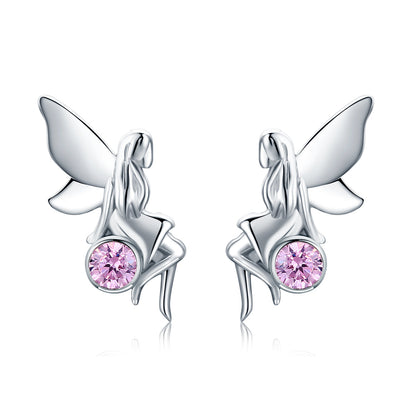 925 Sterling Silver Earrings with Pavé Setting CZ, 1.6*0.7 cm for Women