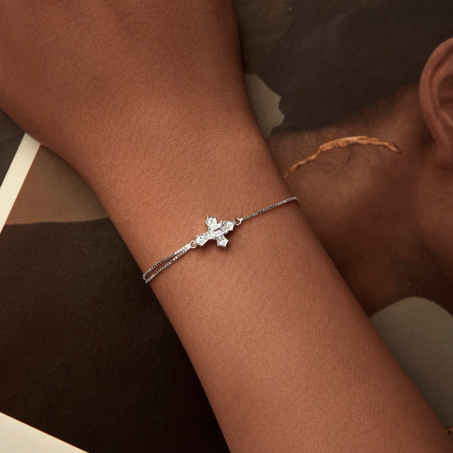 925 Sterling Silver White Gold Plated Bracelet with CZ Pendant 200mm for Women  DestGlow