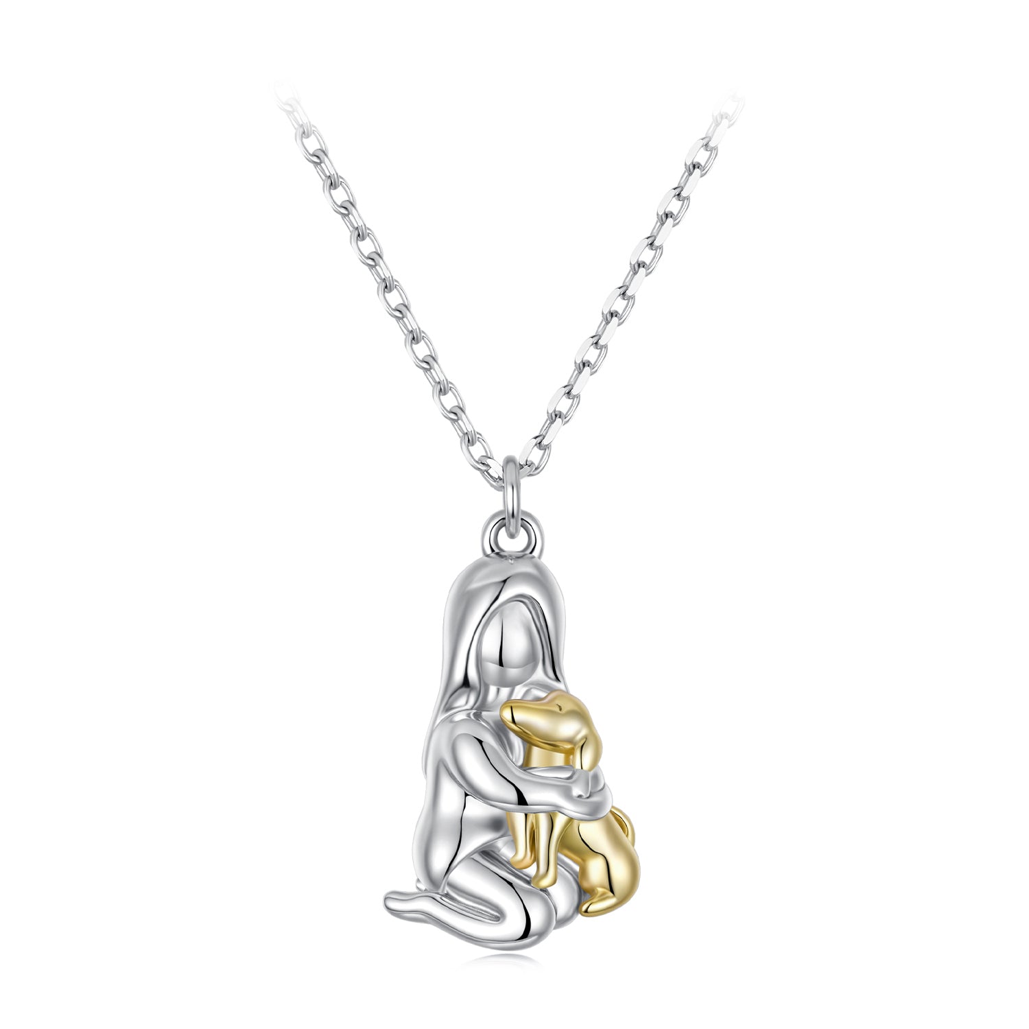 925 Sterling Silver &amp; White Gold 1.9*1.1cm Pendant Necklace for Women  DestGlow
