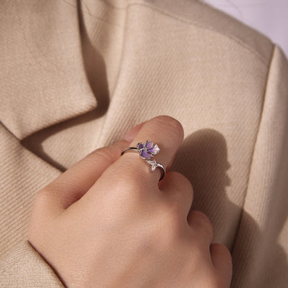 925 Sterling Silver Enamel Flower Ring for Women  DestGlow
