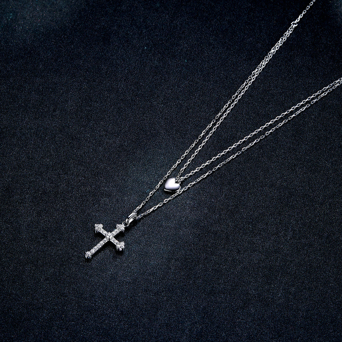 925 Sterling Silver Adjustable Platinum Plated Necklace with CZ - 1.4cm for Women  DestGlow