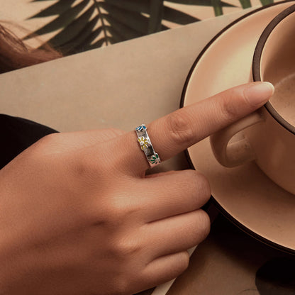 925 Sterling Silver Enamel Ring Size 6.0 for Women  DestGlow