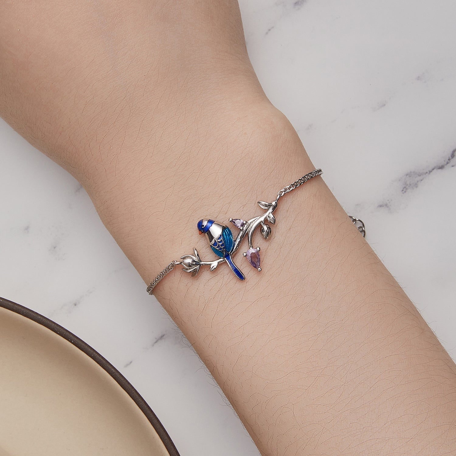 925 Sterling Silver Enamel Bracelet with Pavé Setting CZ  DestGlow