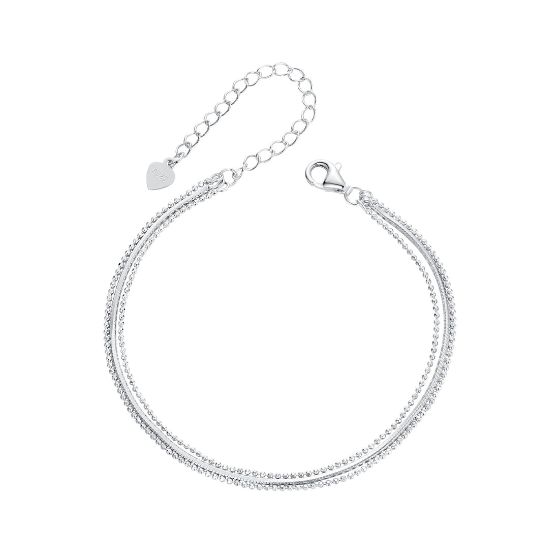 925 Sterling Silver &amp; White Gold Plated Bracelet  DestGlow