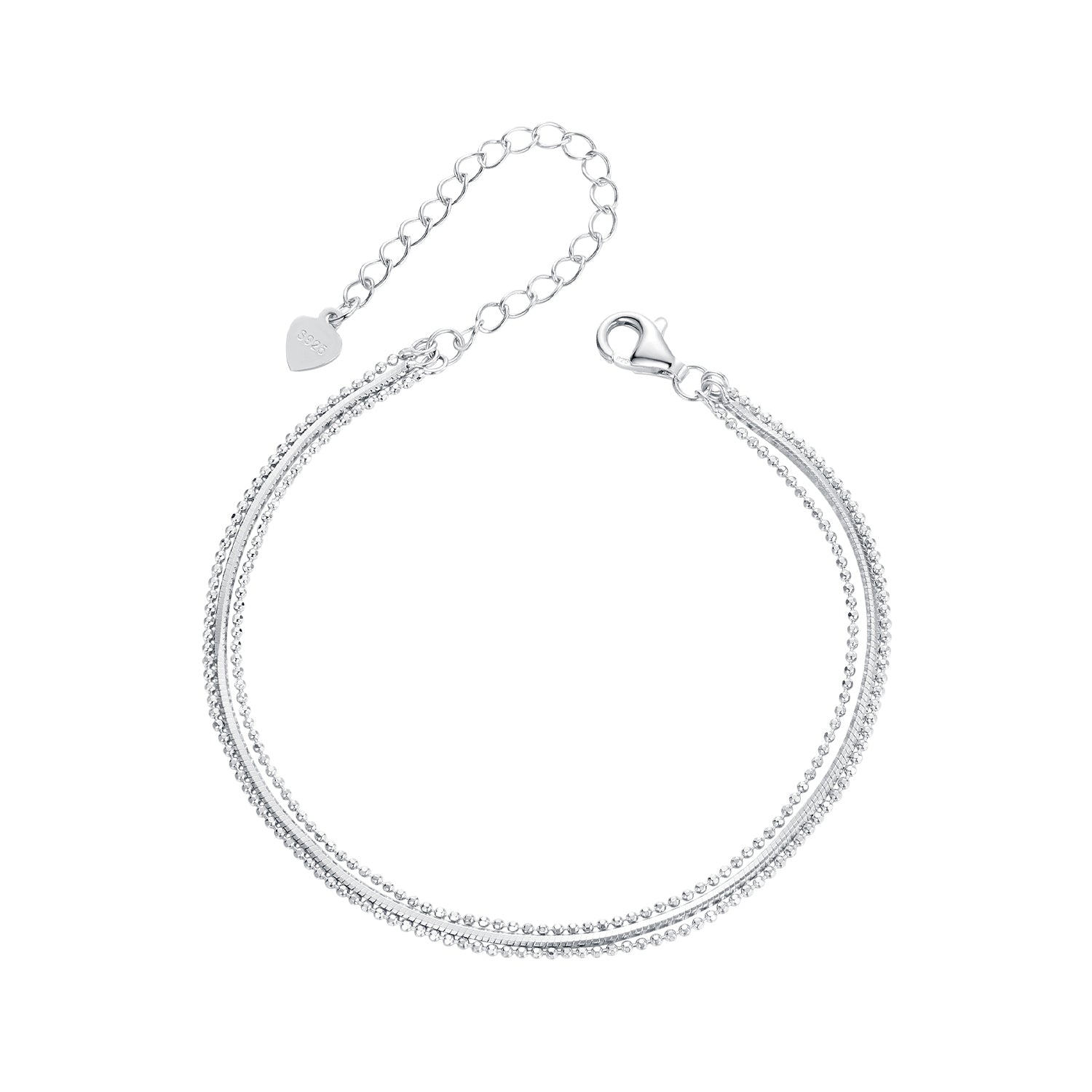 925 Sterling Silver &amp; White Gold Plated Bracelet  DestGlow