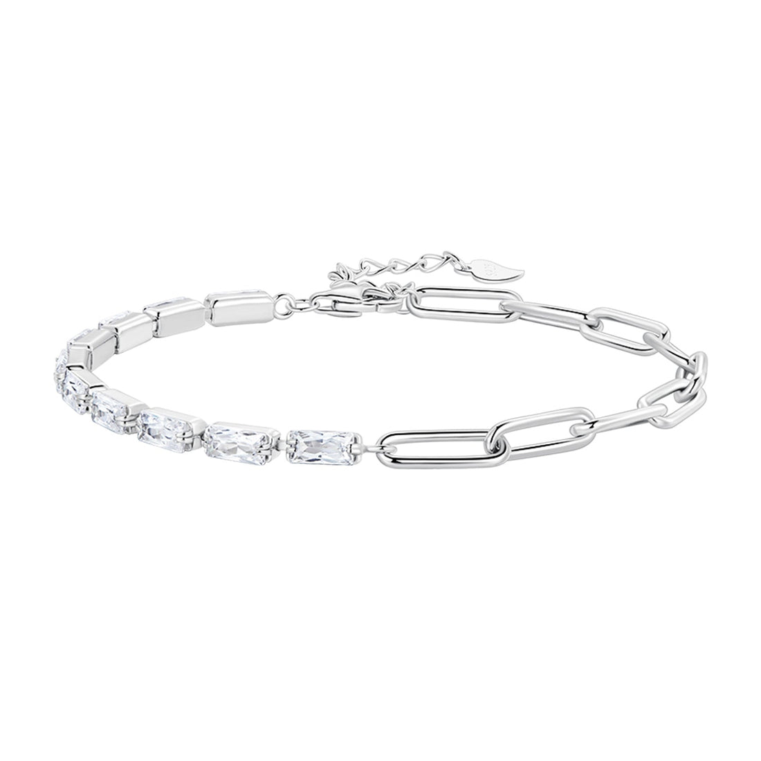 925 Sterling Silver Pavé Setting CZ Bracelet with Platinum Plating, Adjustable 14.5+3cm, for Women  DestGlow