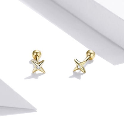 925 Sterling Silver Pavé CZ Gold Plated Earrings  DestGlow