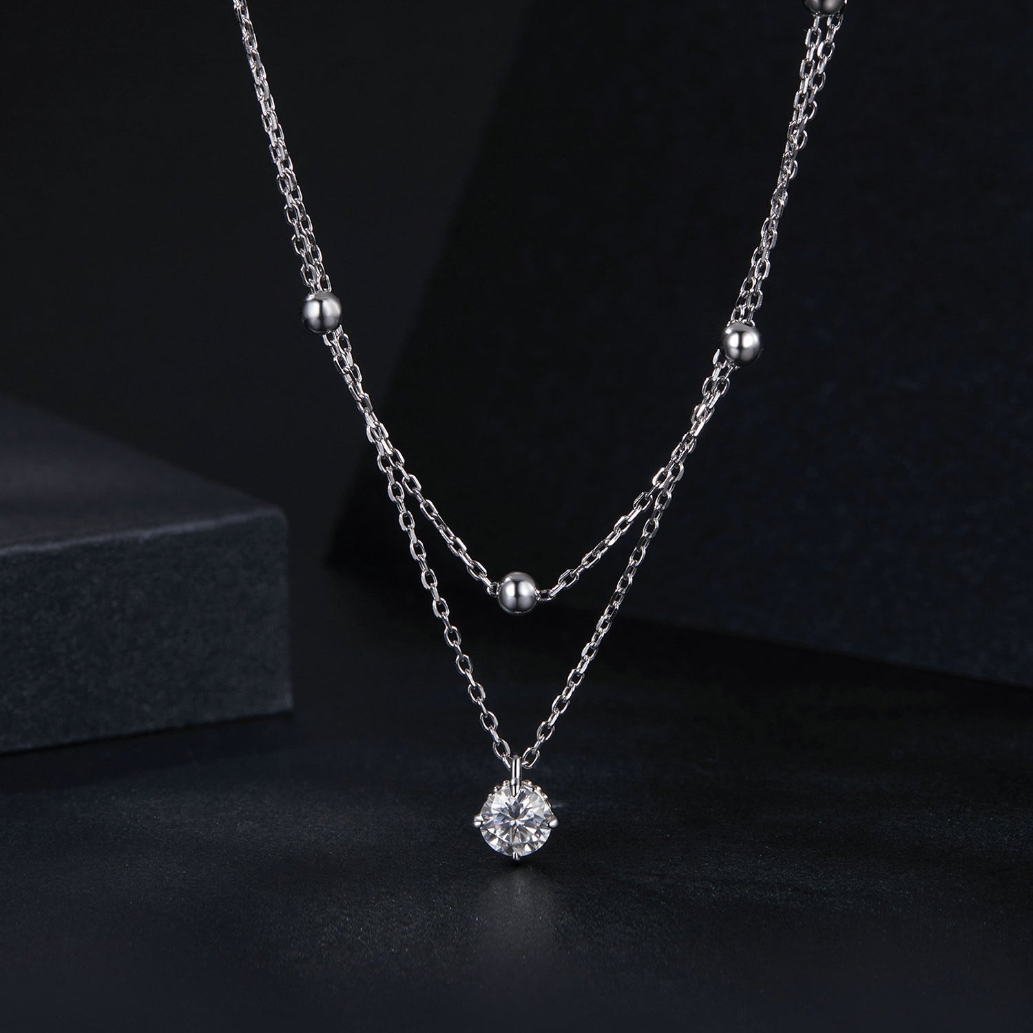925 Sterling Silver Plated Platinum 5.0mm Moissanite Necklace for Women  DestGlow