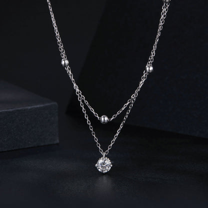 925 Sterling Silver Plated Platinum 5.0mm Moissanite Necklace for Women  DestGlow