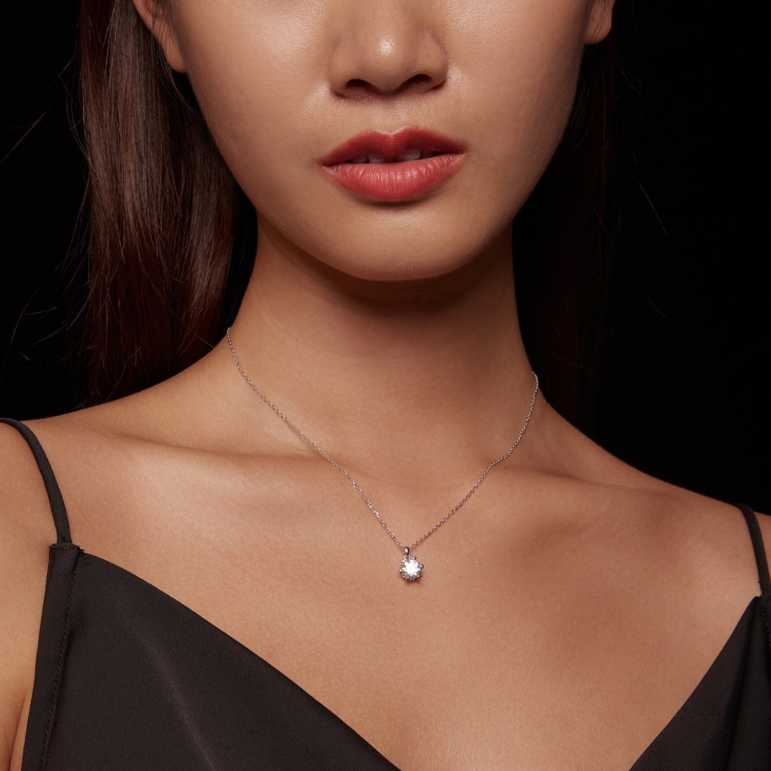 925 Sterling Silver Moissanite Necklace 39cm+5cm Length for Women  DestGlow