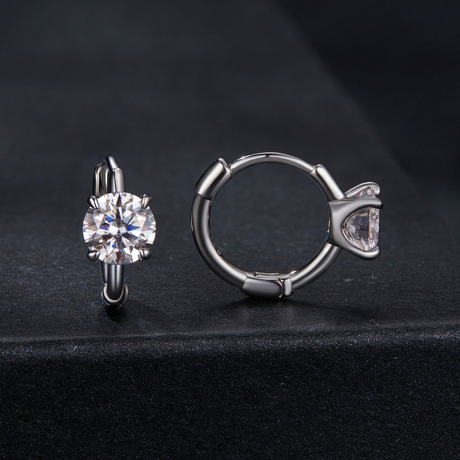 925 Sterling Silver &amp; White Gold Plated 0.5 Carat Moissanite Earrings for Women