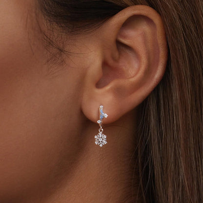 925 Sterling Silver Earrings with Plated White Gold, 2.2*0.7cm, Enamel + Pavé Setting for Women  DestGlow