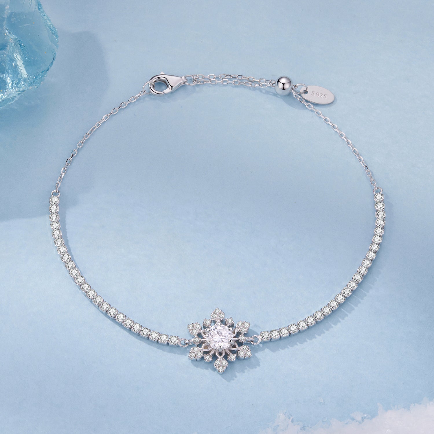 925 Sterling Silver Adjustable Bracelet with Pavé Setting CZ and White Gold Plating for Women  DestGlow