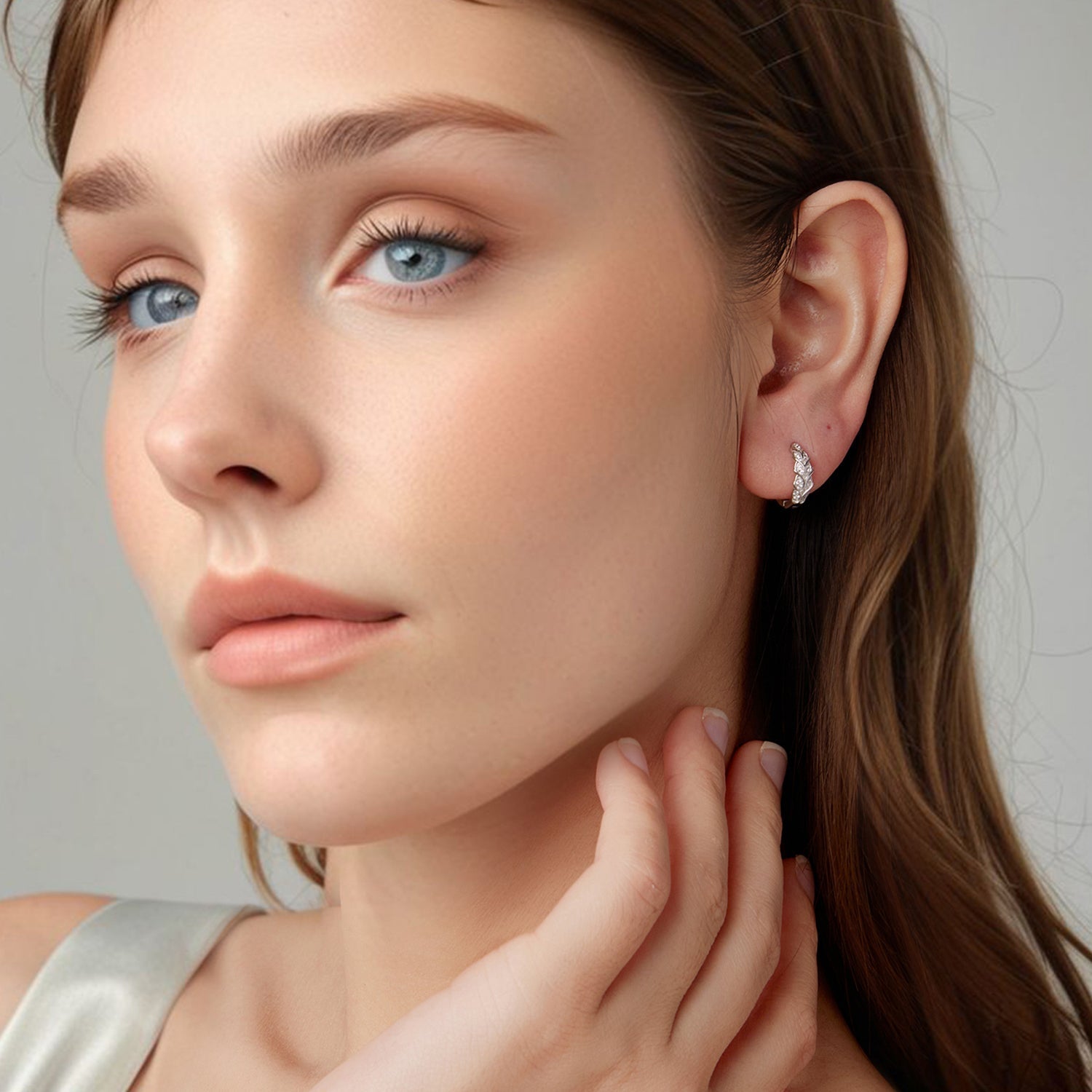 925 Sterling Silver Earrings with Pavé Setting CZ and White Gold Plating for Women  DestGlow