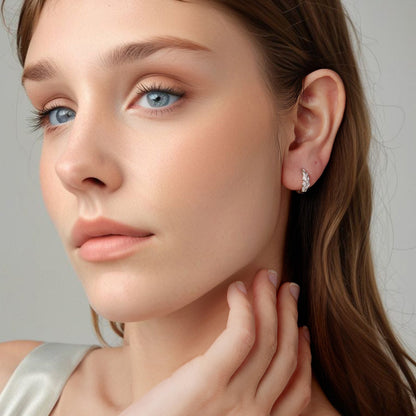 925 Sterling Silver Earrings with Pavé Setting CZ and White Gold Plating for Women  DestGlow