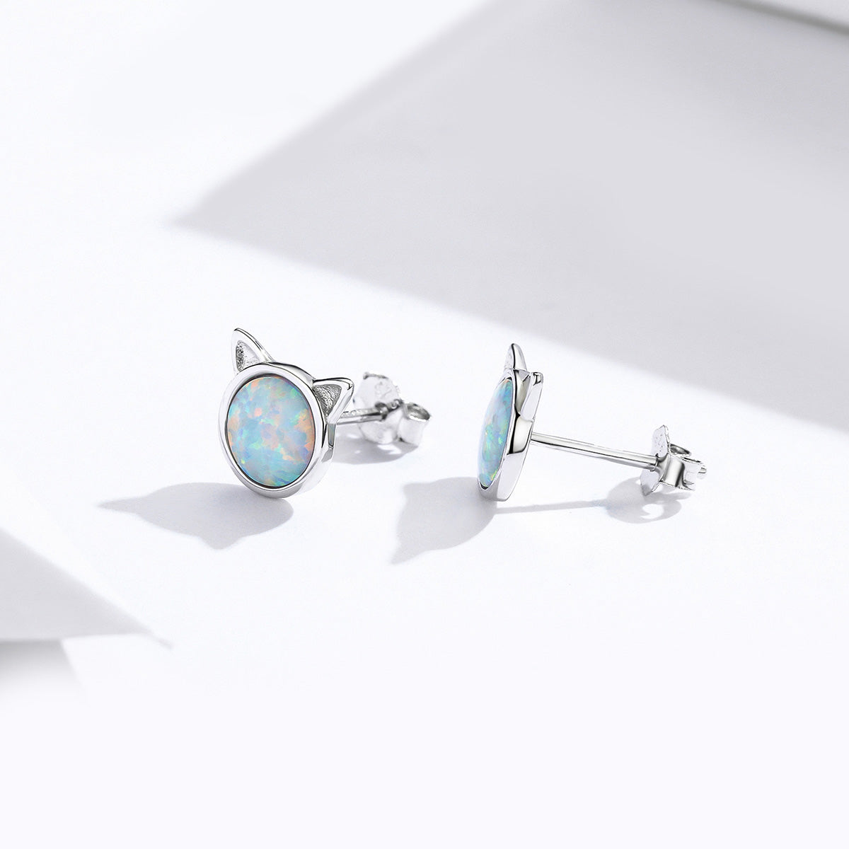 925 Sterling Silver Plated Rose Gold Opal Earrings 0.8cm for Women  DestGlow