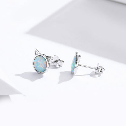 925 Sterling Silver Plated Rose Gold Opal Earrings 0.8cm for Women  DestGlow