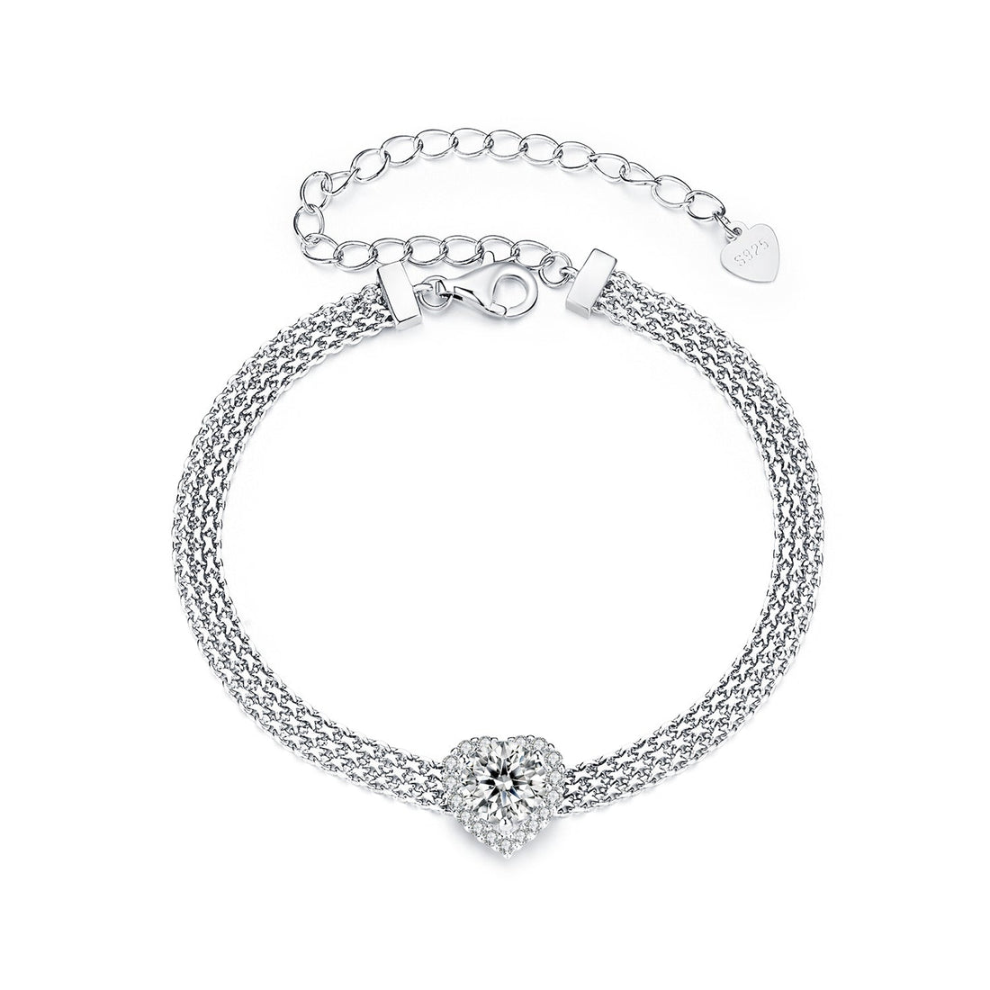 925 Sterling Silver &amp; 1 Carat Moissanite &amp; CZ White Gold Plated Bracelet for Women  DestGlow