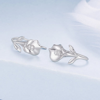 925 Sterling Silver Earrings with White Gold Plating and CZ  DestGlow