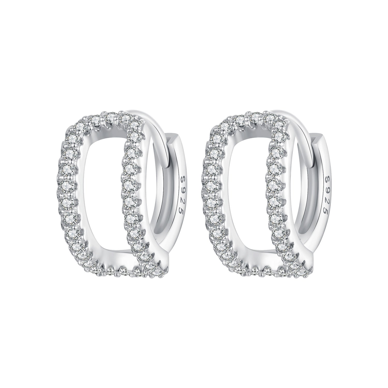 925 Sterling Silver Earrings with White Gold Plating and Pavé Setting CZ for Women  DestGlow