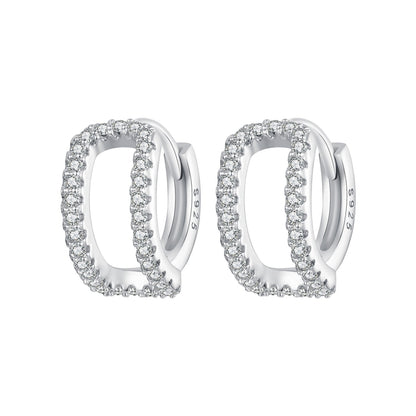 925 Sterling Silver Earrings with White Gold Plating and Pavé Setting CZ for Women  DestGlow