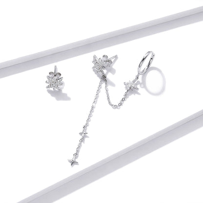 S925 Sterling Silver Earrings with CZ in Pavé Setting, 5.9cm Length, 1cm Size for Women  DestGlow