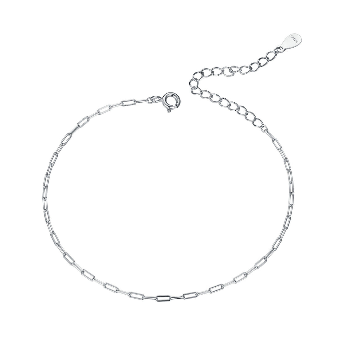 925 Sterling Silver &amp; Plated Platinum Bracelet - 17+5cm Length  DestGlow
