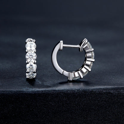 S925 Sterling Silver Moissanite Earrings, 1.3cm, Platinum Plated, for Women  DestGlow