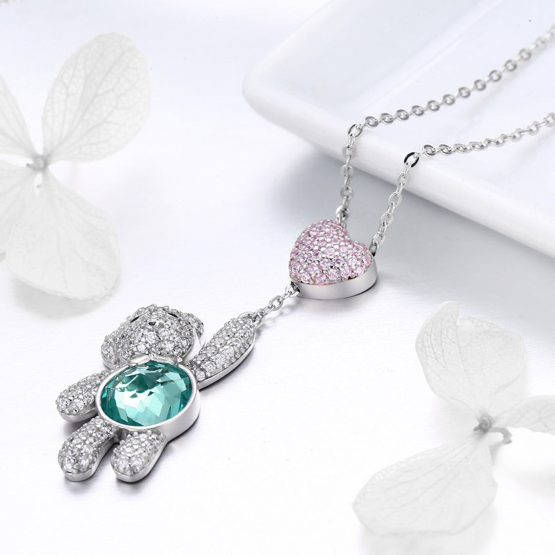 925 Sterling Silver Necklace 38-45cm with 3.1*1.3cm Pendant for Women  DestGlow
