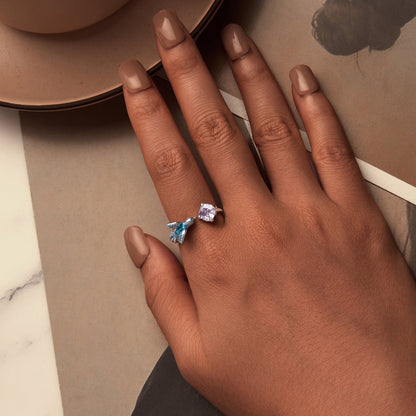 925 Sterling Silver Enamel White Gold Plated 1.6mm CZ Pavé Setting Ring  DestGlow
