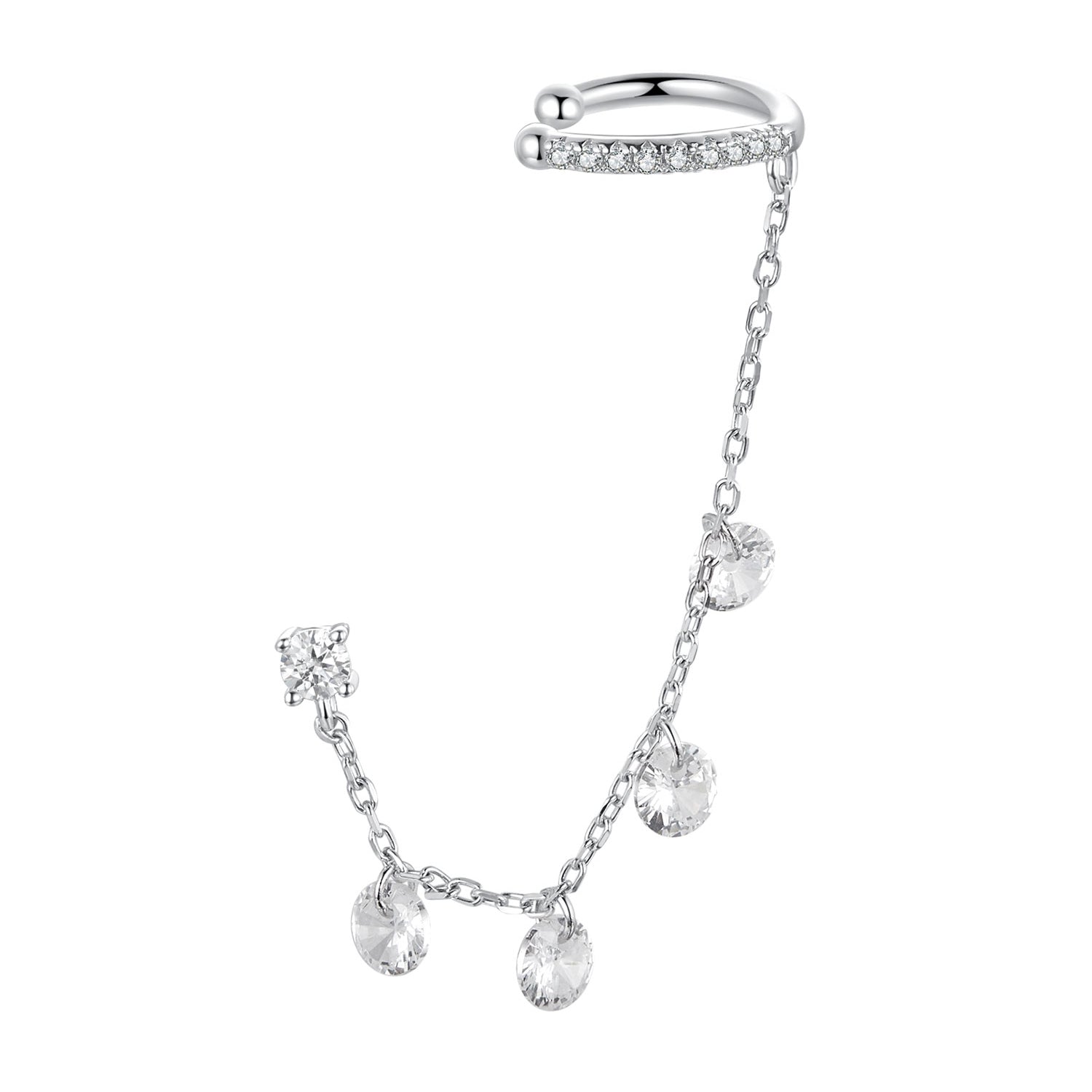 925 Sterling Silver Earrings with Pave Setting CZ - White Gold Plated for Women  DestGlow