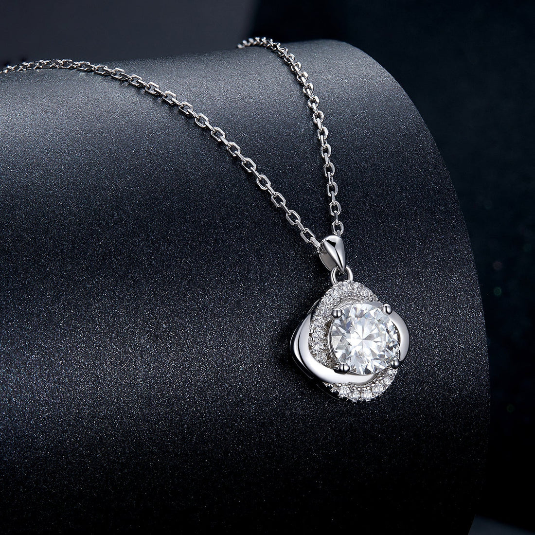 925 Sterling Silver Moissanite Pendant Necklace for Women, 39+5cm, Platinum Plated  DestGlow