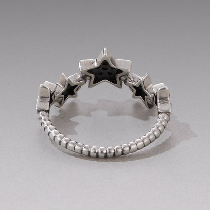 925 Sterling Silver Oxidized Rings with Pavé Setting CZ, Size 6.0 for Women  DestGlow
