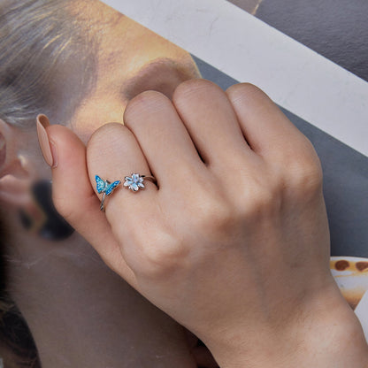 925 Sterling Silver Opal Nanometer Stone Plated Platinum Ring by Bids.com