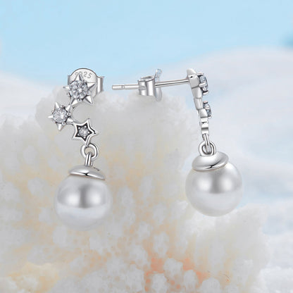 925 Sterling Silver Earrings with Quality Shell Pearl and CZ for Women  DestGlow