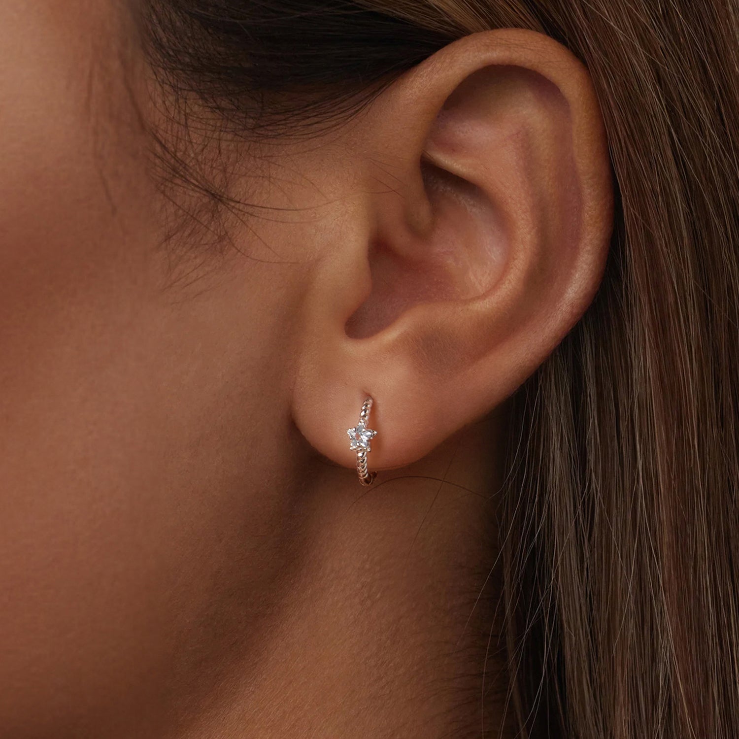 925 Sterling Silver Earrings with CZ and White Gold Plating, 1.3cm for Women  DestGlow