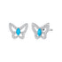 925 Sterling Silver White Gold Plated Earrings with Synthetic Turquoise and CZ  DestGlow