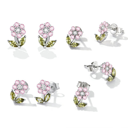 925 Sterling Silver Earrings with Pavé Setting CZ in White Gold  DestGlow