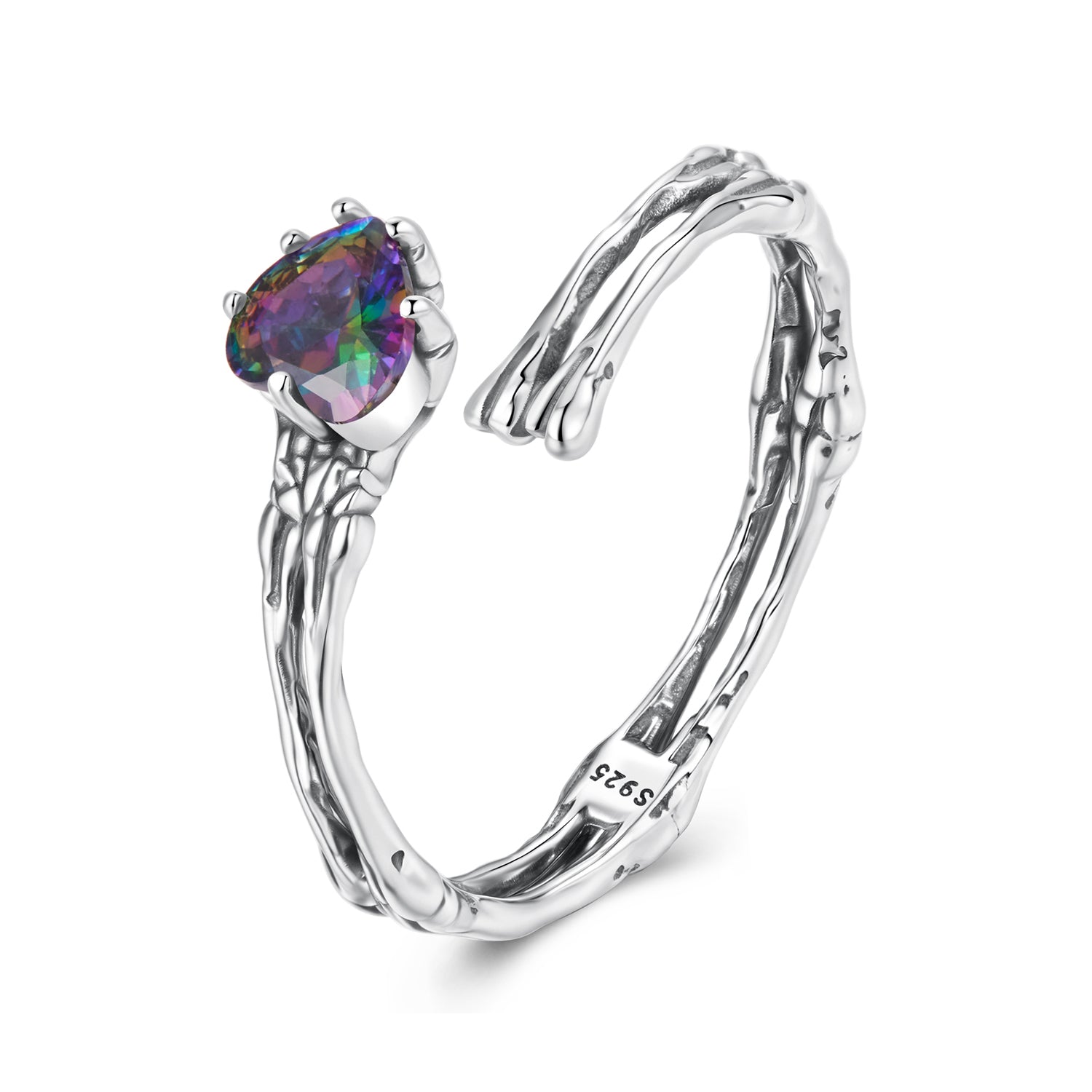 925 Sterling Silver Ring with Heart Design, 0.55cm Heart Size, Women’s Jewelry  DestGlow
