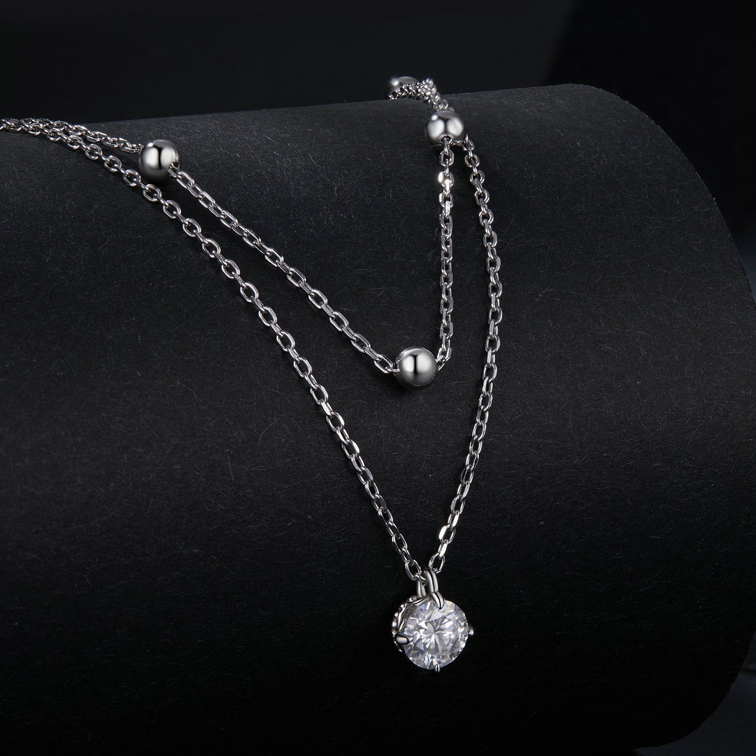 925 Sterling Silver Plated Platinum 5.0mm Moissanite Necklace for Women  DestGlow
