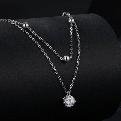 925 Sterling Silver Plated Platinum 5.0mm Moissanite Necklace for Women  DestGlow