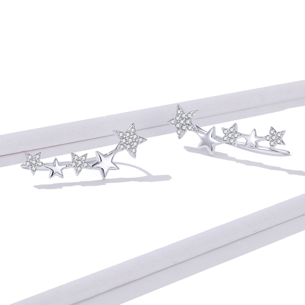 925 Sterling Silver Earrings with Plated Platinum and Pavé Setting CZ  DestGlow