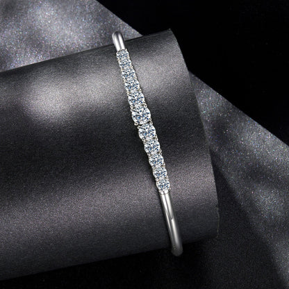 925 Sterling Silver &amp; Moissanite White Gold Plated Bracelet with 0.5cm Moissanite for Women