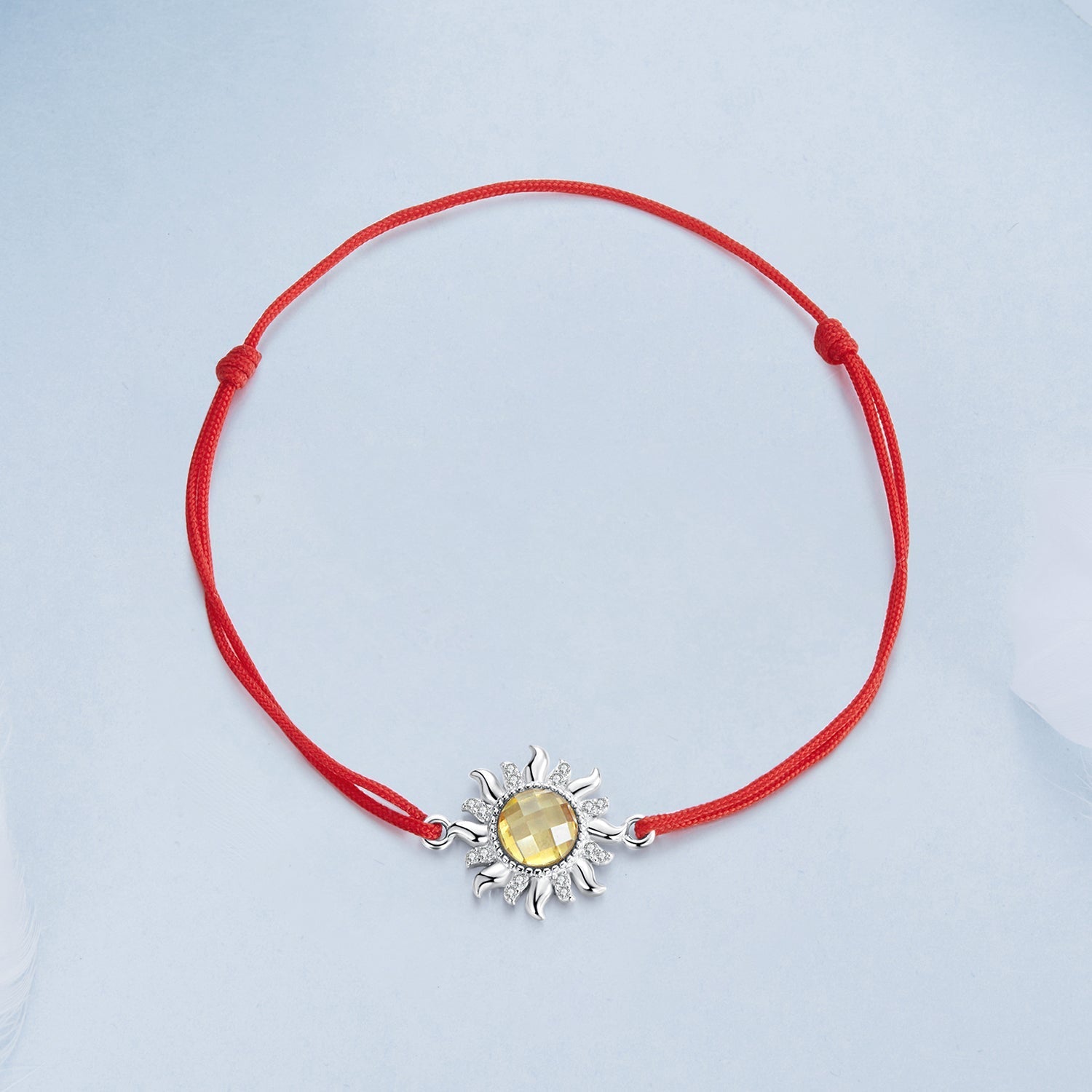 925 Sterling Silver Adjustable Length Bracelet with CZ and Glass Pendant for Women  DestGlow