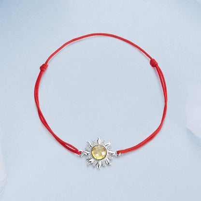 925 Sterling Silver Adjustable Length Bracelet with CZ and Glass Pendant for Women  DestGlow