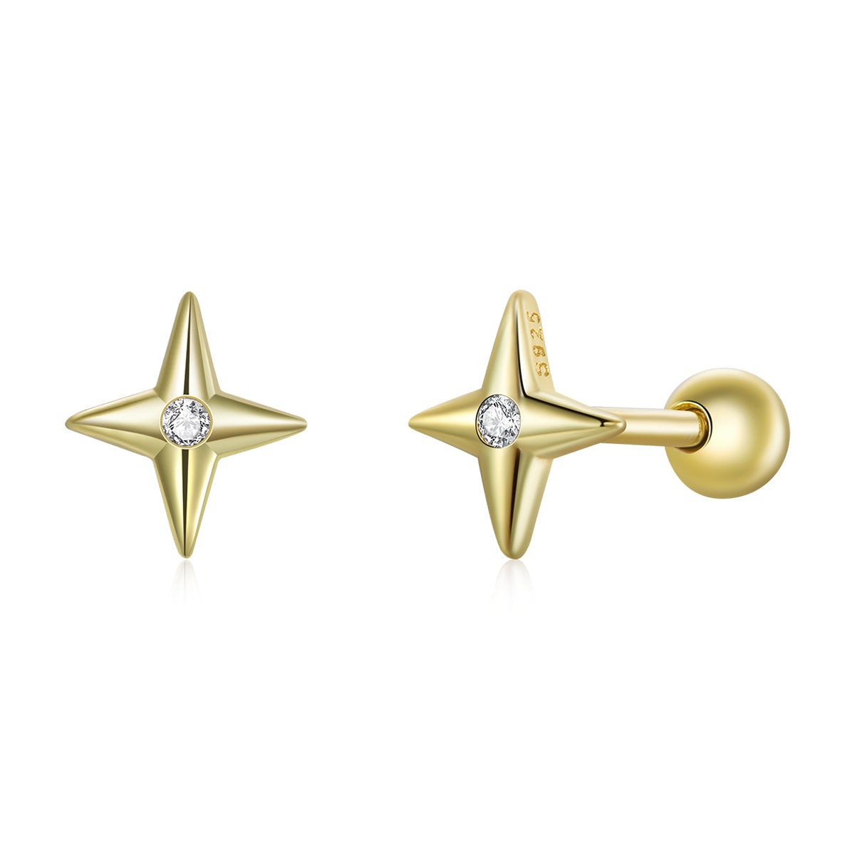 925 Sterling Silver Pavé CZ Gold Plated Earrings  DestGlow