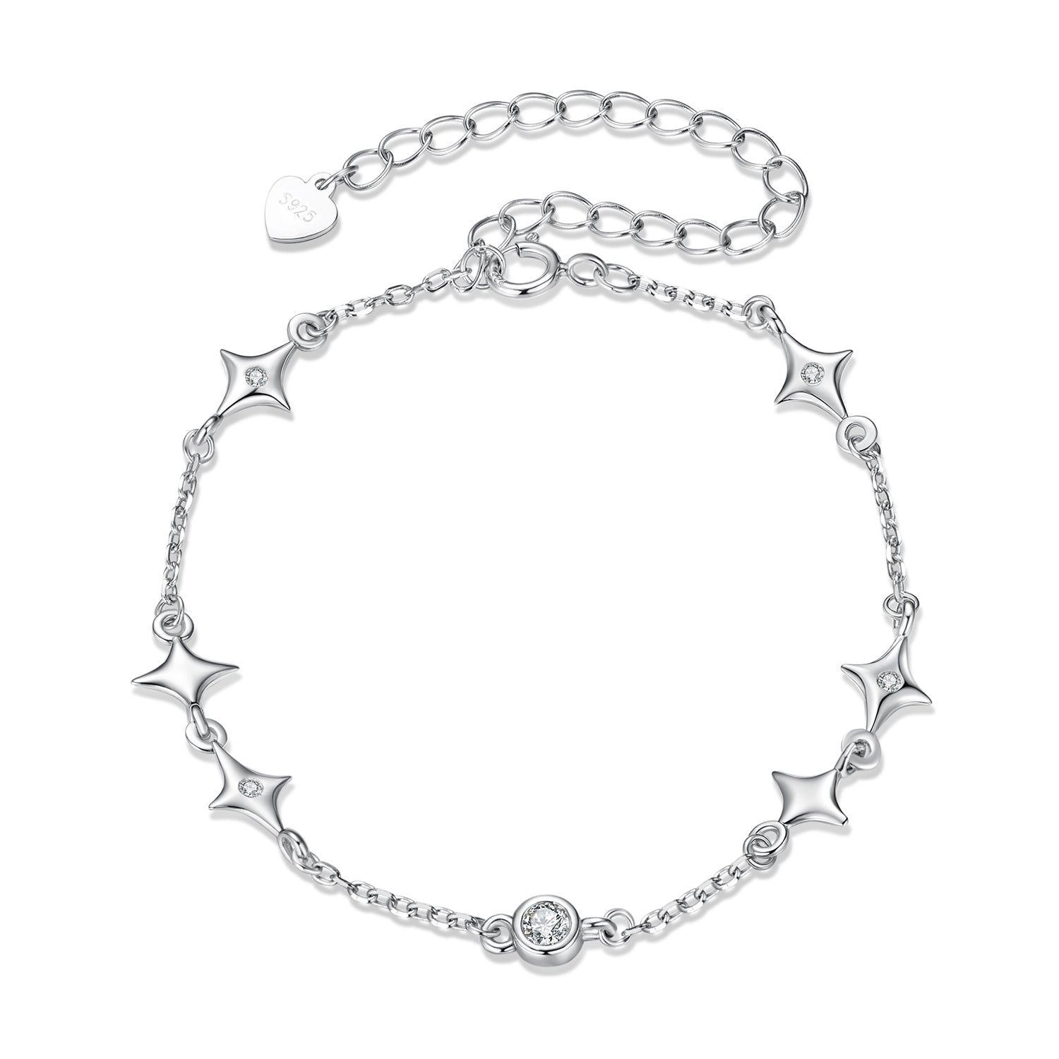 925 Sterling Silver 15+6cm Pavé Setting CZ Bracelet for Women  DestGlow